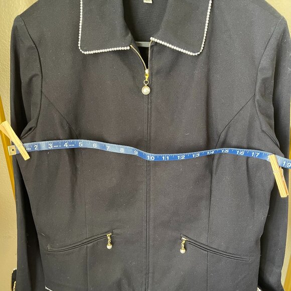 St. John Sport S Black & Pearl Designer Knit Sportcoat Timeless Classic - Picture 12 of 15